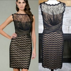 Tadashi Shoji Black Lace Sheath Cocktail Dress 8